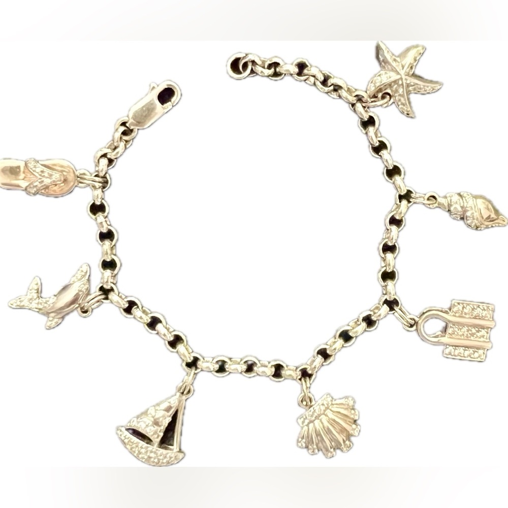 Sterling Silver 925 Charm Bracelet with Nautical Charms
